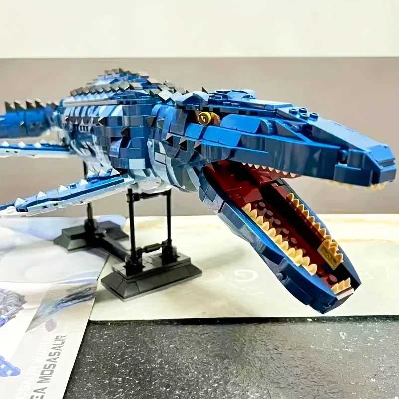 Free shipping Blocks 1859 Dinosaur Mosasaur Expert Creative Large Model Silation Building Block Toy Birthday Gift Set Home Decoration