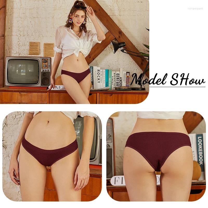 Women's Panties 3Pcs/Set Sexy Waffle Plaid Cotton Briefs Women Solid Color Low Waist Female Soft Breathable Lingerie Comfort Underwear