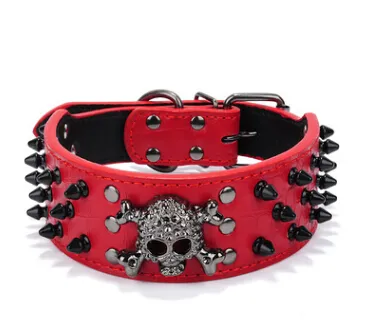 Black gold tie nail dog collar skeleton rivet pet collar anti bite dog nail nail large chain traction dog leash-1