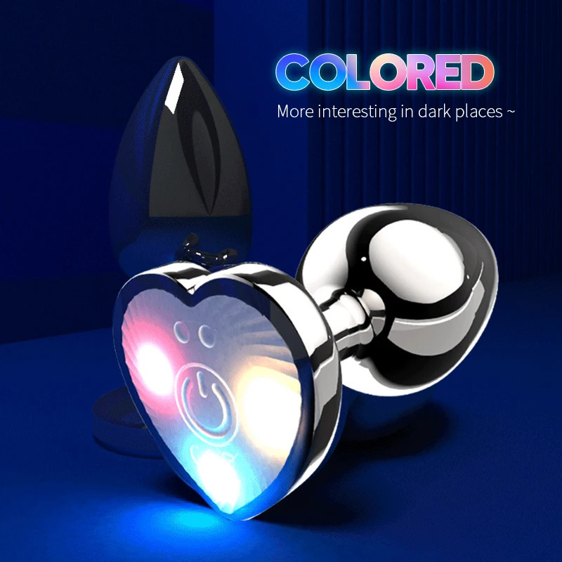 Heartshaped Vibrating Luminous Anal Plug App Control Metal Butt Remote Operation Of Mobile Phone Dildo Adult Sex Toys 241105