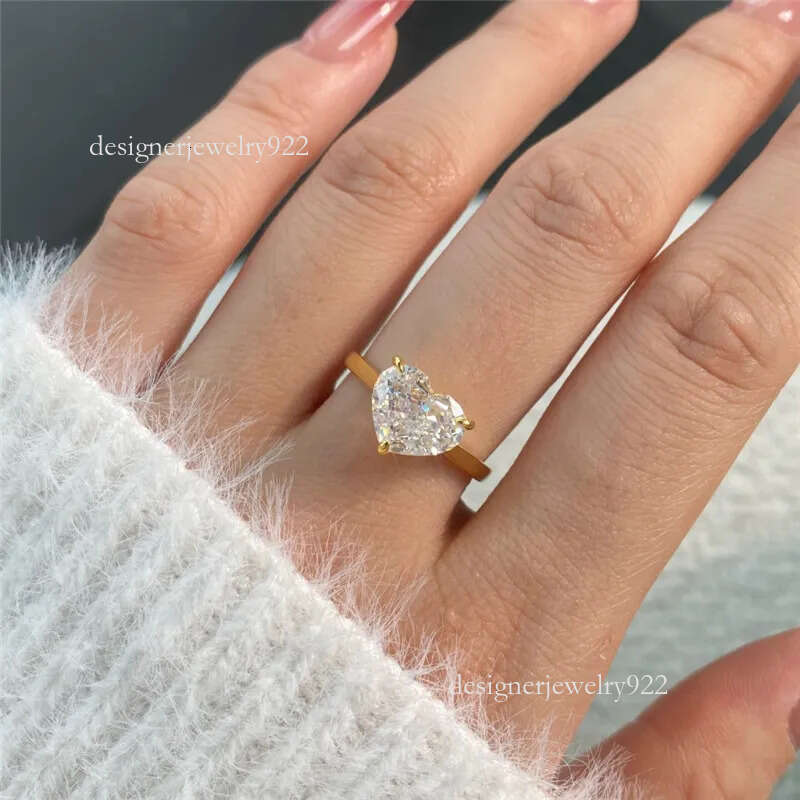 gold designer ring for woman wed dia sterg sier zirconia oval square heart love wedding promise womens engagement rings jewelry size 5-9 gift box