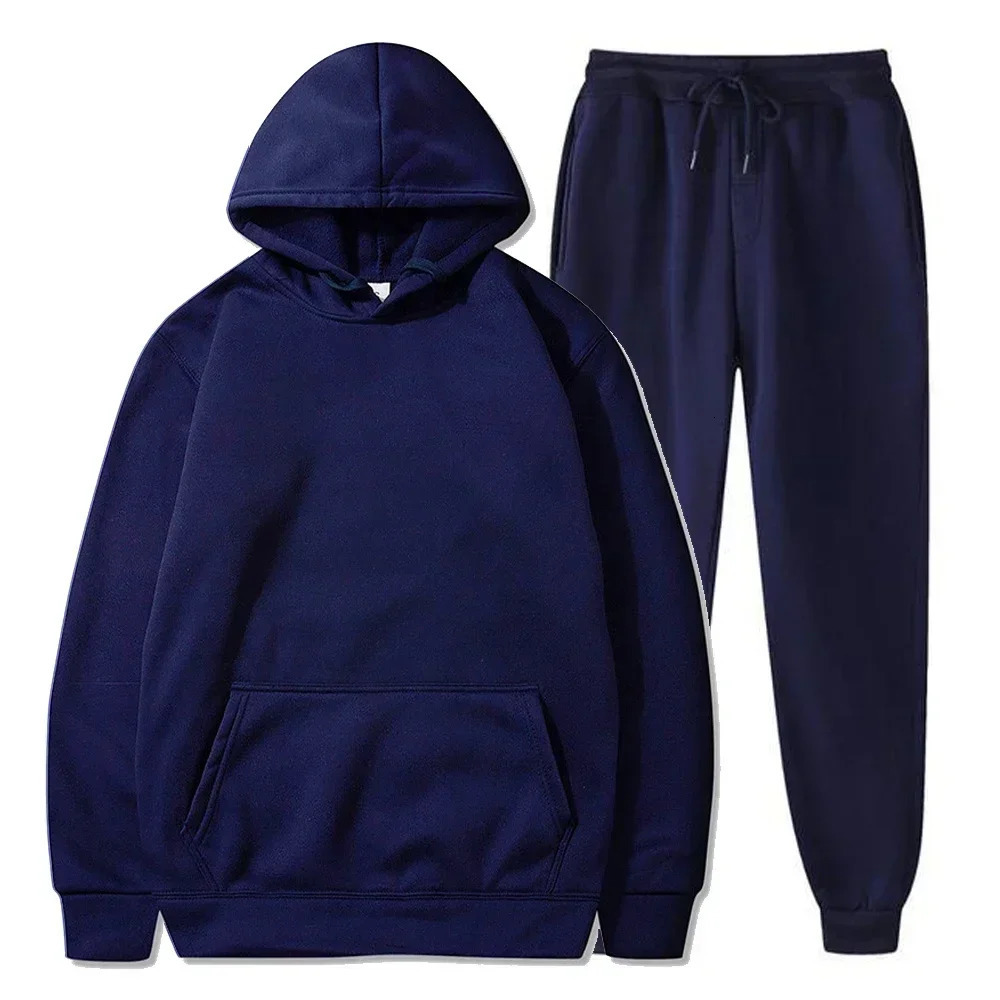 Basic Fleece Hoodies And Sweat Pants Set Men Jogger Set Wholesale Track Suit Sportswear Tracksuits Unisex Ensemble Jogging Homme 241104
