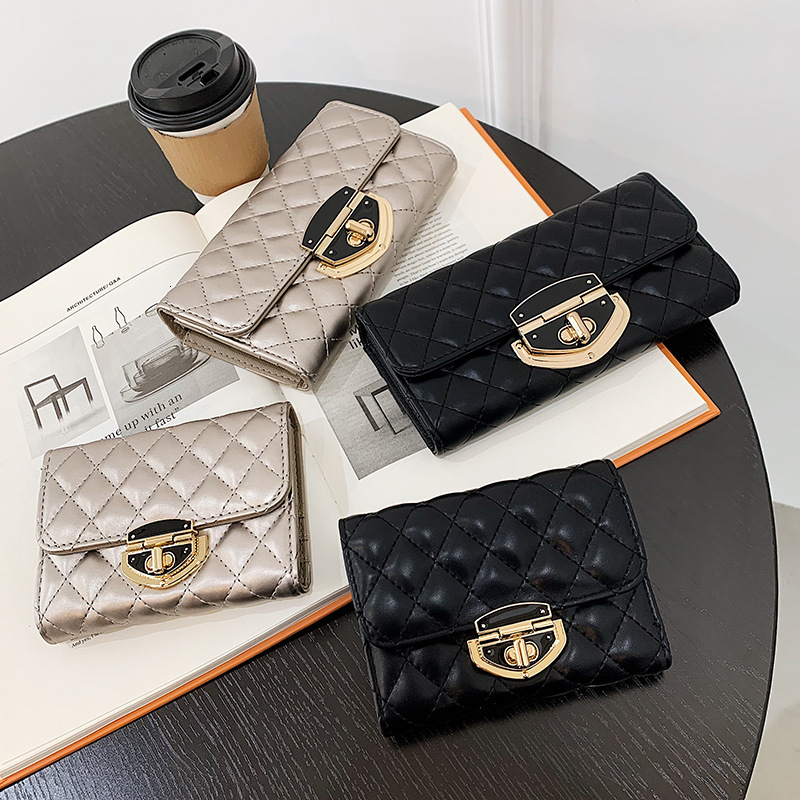 New Well-known Brand Spring Lock Designer Short And Long Retro Multifunctional Coin Pocket Holder Women's Handbag Wallet