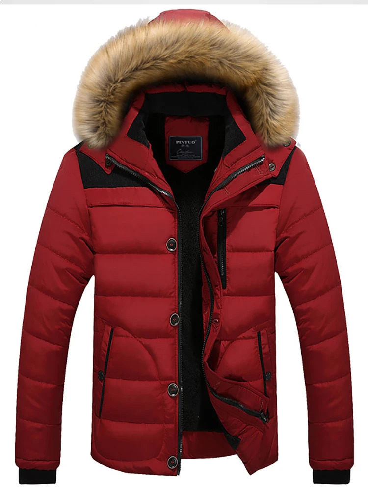 Mens Winter Padded And Thickened Plush Cotton Jacket Korean Version Of The Hooded Collar Super Warm Cold CottonPadded 241105
