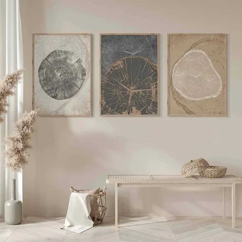 Beige Tree Rings Neutral Picture Home Decor Nordic Canvas Painting Wall Art Luxury Minimalist Print and Poster for Living RoomXJ241104