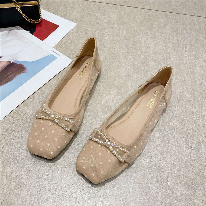 Korean Version Of 2023 Spring Summer New Shoes, Fashionable And Breathable Mesh Toe Cover, Shallow Mouth Heel Flat Bottom Women's Sandals