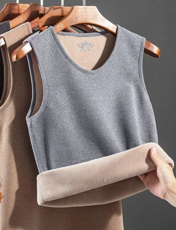 2024 Men Autumn Winter Thermal Underwear Tops Body Sleeveless Vest Invisible Thermo Warmer Tank Tops for Men Keep Warm J16 241105