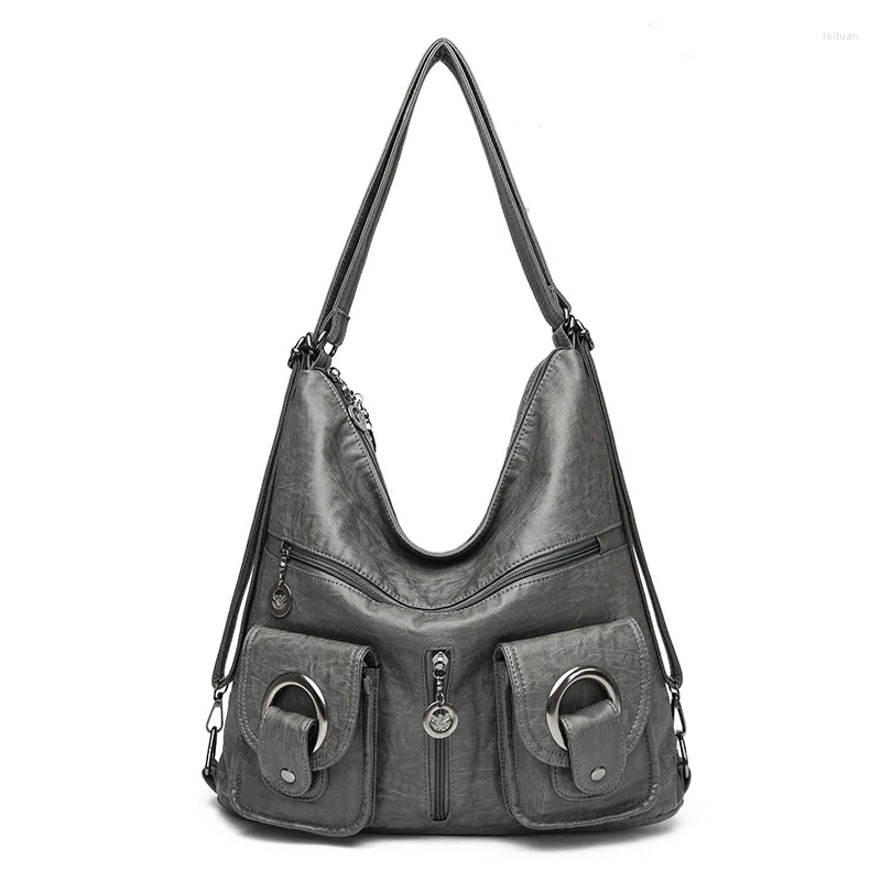 Shoulder Bags High Quality Leather Multi Functional Bag Retro Fashion Women's Backpack Waterproof And Wear Resistant Square Sac