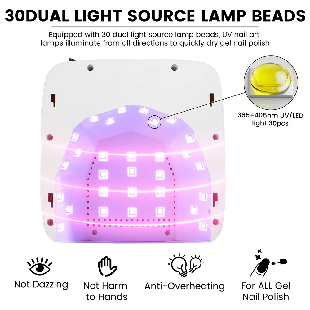 168W Professional Rechargeable UV LED Nail Lamp Cordless UV Light for Gel Nail Machine with Removable Bottom 4 Timer Setting 241104