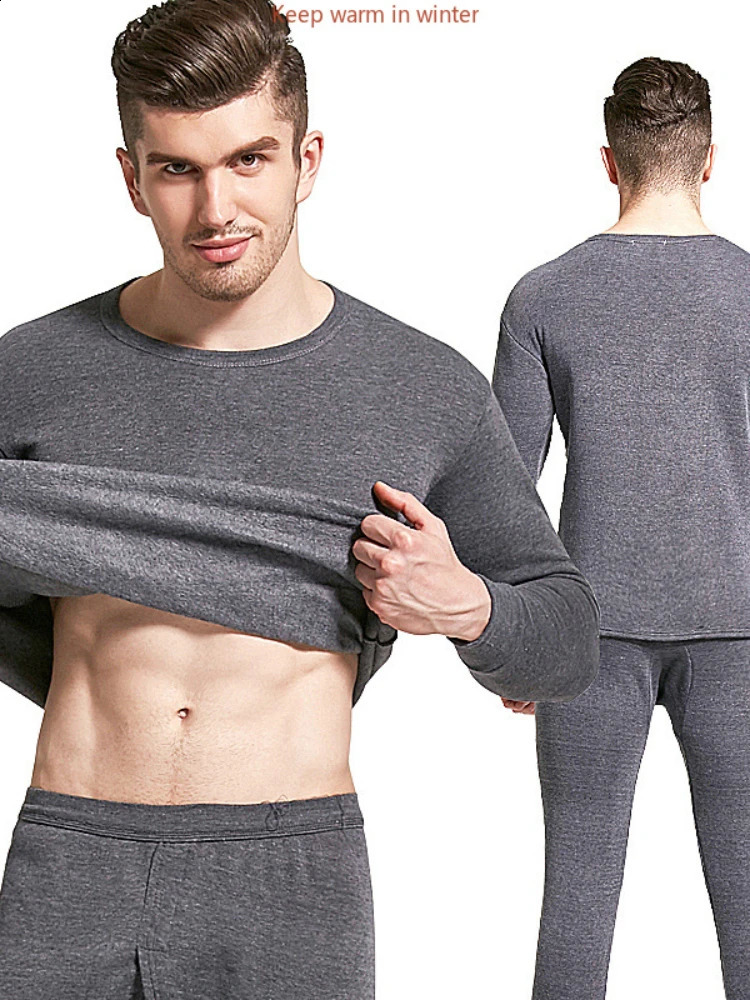 Winter Thermal Underwear Long Johns Mens Keep Warm Tops Pants Set Thick Clothes Comfortable Thermo Underwear Sets 241105