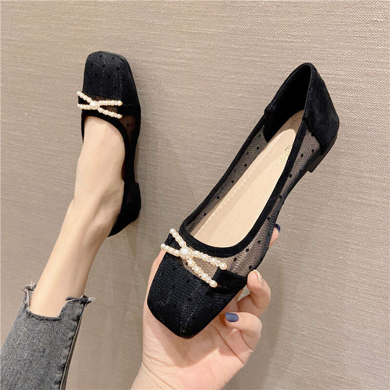 Korean Version Of 2023 Spring Summer New Shoes, Fashionable And Breathable Mesh Toe Cover, Shallow Mouth Heel Flat Bottom Women's Sandals