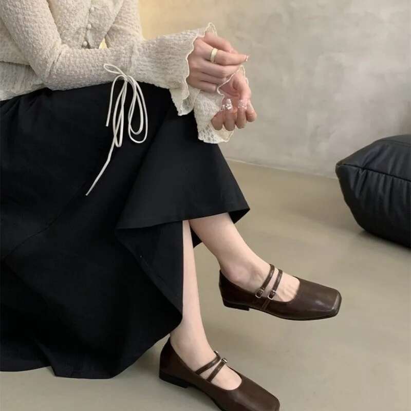 Designer Spring Women Mary Jane Fashion Square Toe Ladies Soft Sole Flats Women's Comfort Ballerinas Shoes