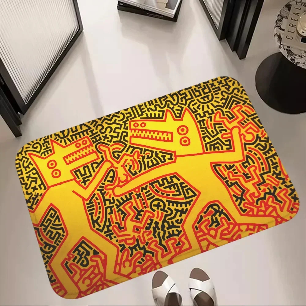 Entrance Doormat Keith Harings Floor Mat Art Bath Mat Foot Rug Kitchen Carpet Hallway Living Room Car Boot Christmas Home Decors 241104