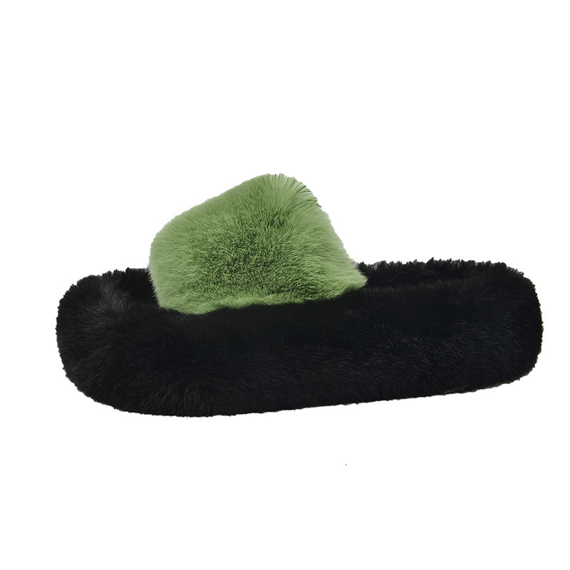 Hairy Slippers For Women In The Autumn And Winter 2024 Popular New Style With Thick Velvet Sole Fashionable And Versatile For Outdoor Wear And Home Co