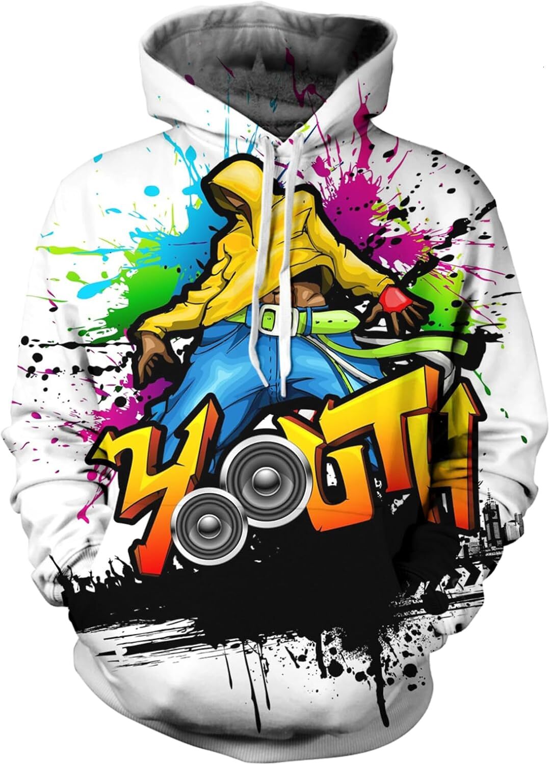 Hoodie for Mens Womens Mens 3d Printed Novelty Hoodie Hip Hop Graffiti Sweatshirt Casual Pockets Pullover Graphic color