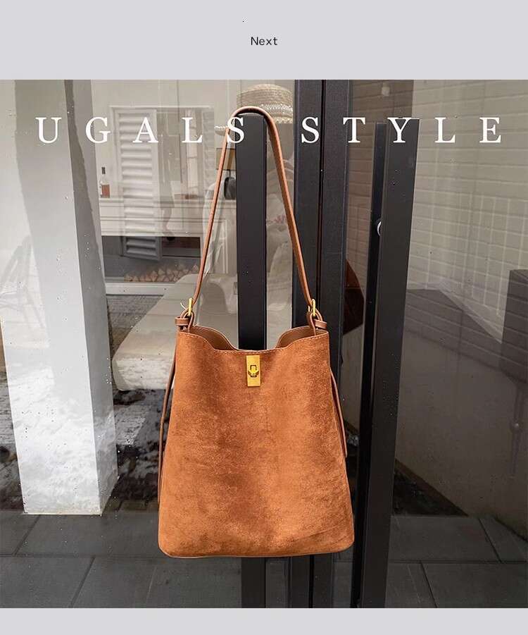 Autumn Winter Large Capacity Veet Bucket Women's Handbag Lady Purse Shoulder Underarm Female Casual Composite Bag