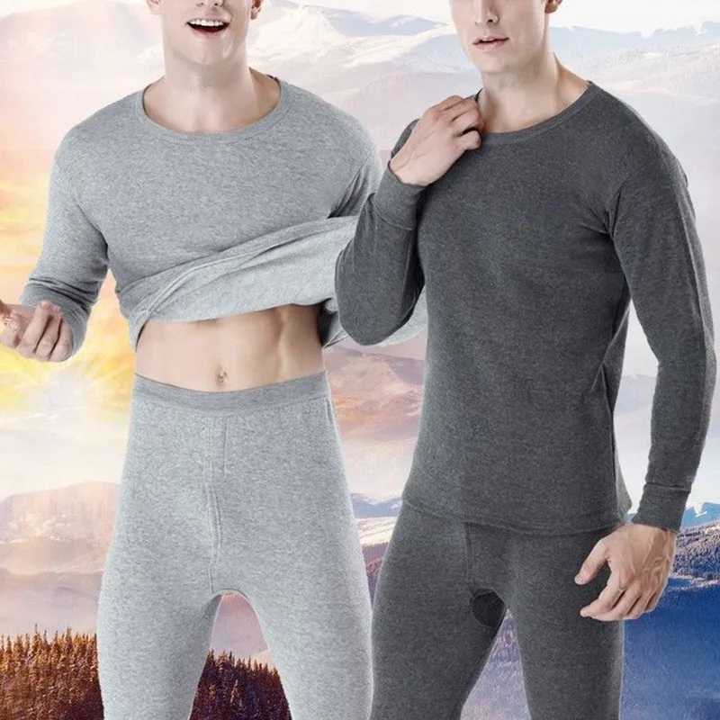 Thermal Underwear For Men Winter Thermos Underwear Set Thickened Bottom Shirt Thick Fleece Pajamas Set Long Johns Plus Velvet LX241104 - view 3