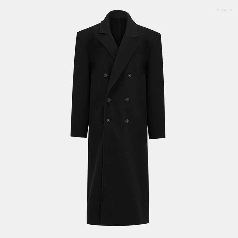 Women's Jackets Solid Woolen Lapel Long Coats For Women Loose Full Sleeve Double Breasted Shoulder Pads Overcoats 2024 Autumn Lady Outwears