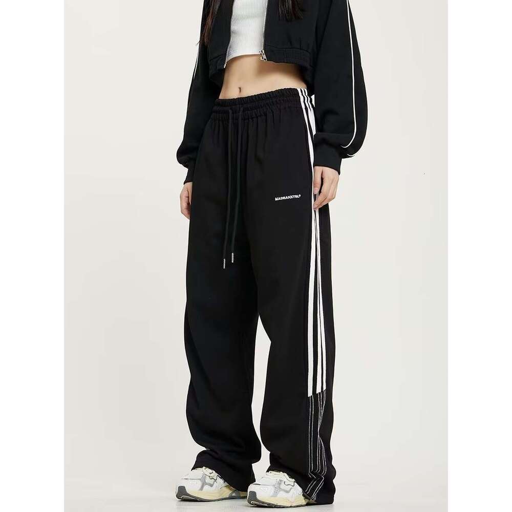 shanshi three stripes pants Three bar sports women in spring and autumn thin fit loose fitting tied casual for students cropped harem pants small leg 