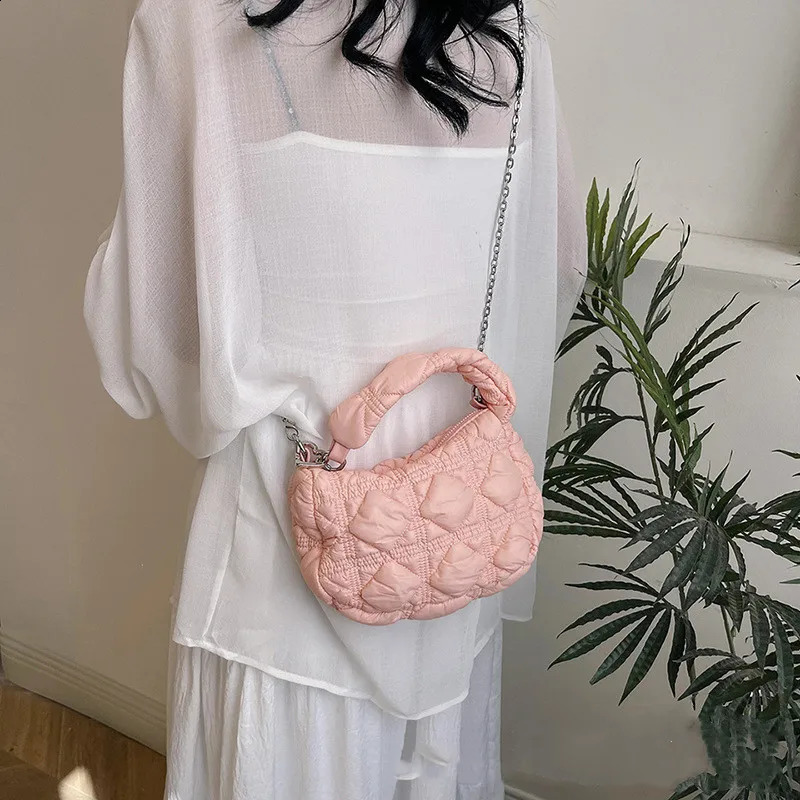 Folding Mini Cloud Bag Fashion Chain Shoulder Cross Body Bag Womens Wallet Silver Bag Womens Travel Shopping Bag 241105