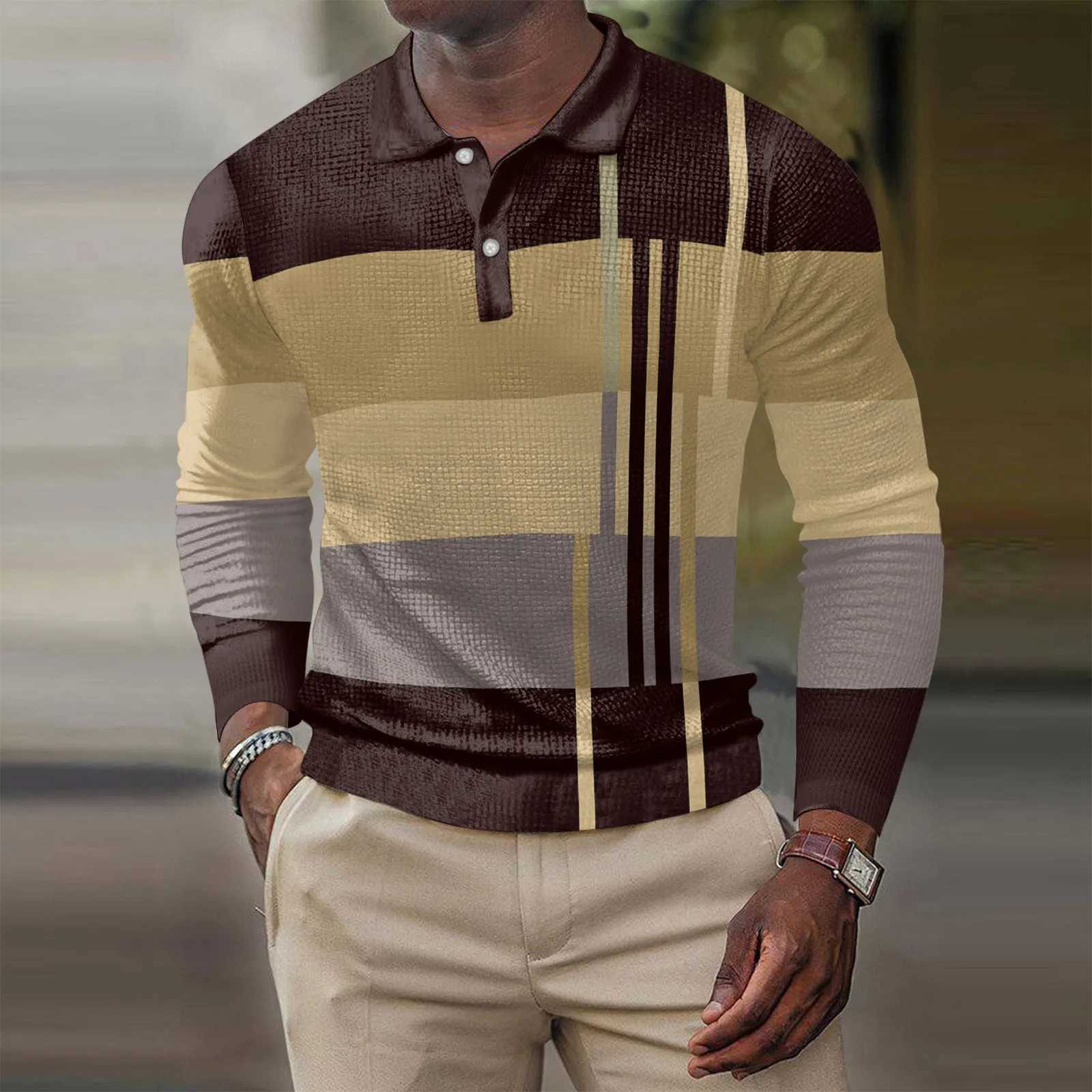 New mens casual long slip shirt fashionable 3D printed top W241104