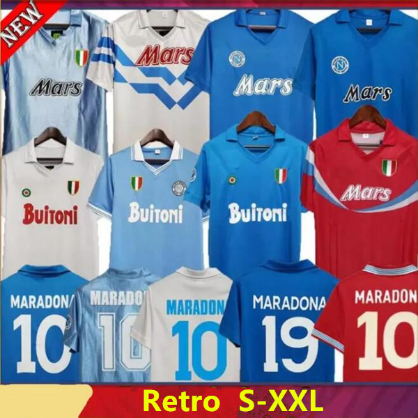 Maradona 1986 1987 1988 1999 football Napoli Retro Soccer Jerseys 87 88 89 91 93 classic blue home away red thai quality football for men Coppa Naples Football shirts