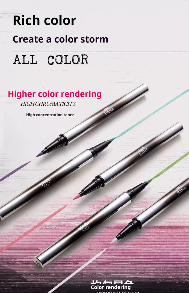INSBAHA Eyeliner Liquid Pen Fine Smooth Waterproof Sweatproof Resistant Fast Drying Color Playing Durable Blue Film Forming 241104