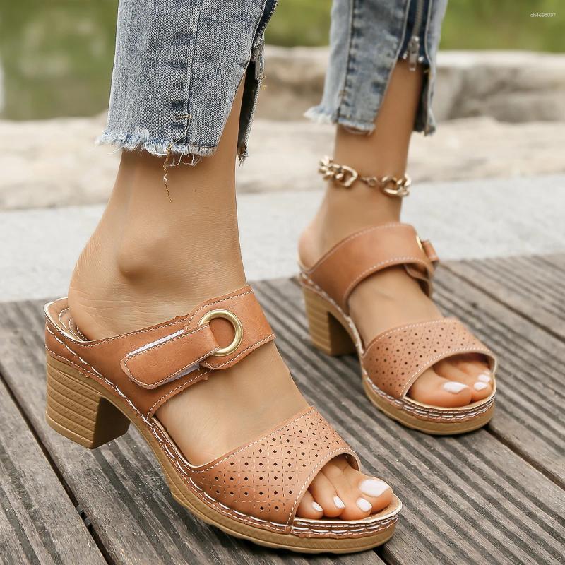 Sandals Women Summer Simple Solid Color Anti-Slip Daily Casual Vacation Beach High Heels Shoes atos De Mujer zhanyishengli