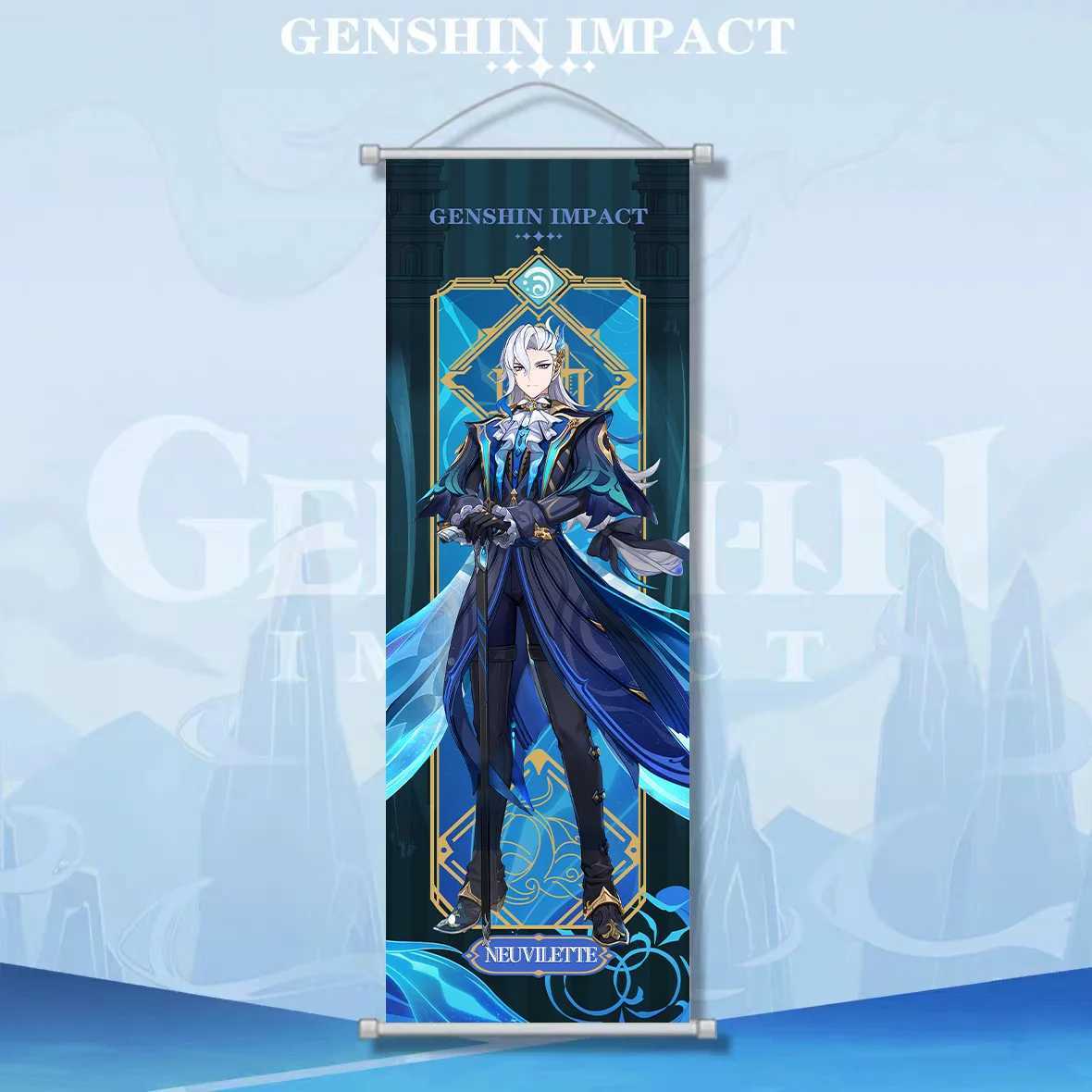 Anime Poster Genshin Impact Arlecchino Raiden Scroll Canvas Hanging Painting Wall Decor Picture Room Decoration Wall Art GiftsXJ241104