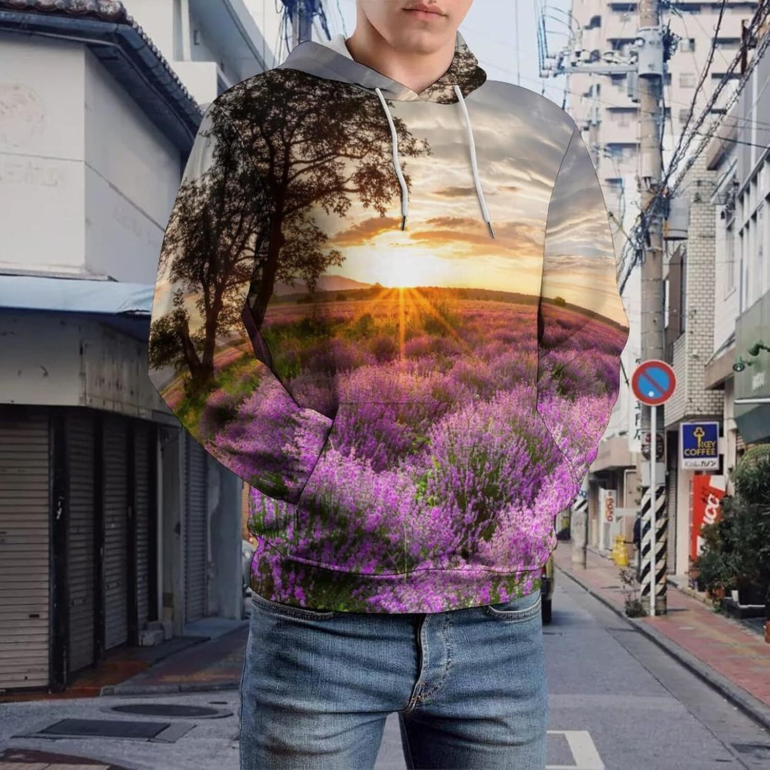 Hoodie for Mens Womens Vast Lavender Field at Sunrise Unisex Hoodies 3D Printed Pullover Hooded Sweatshirt Casual Tops Graphic fashion