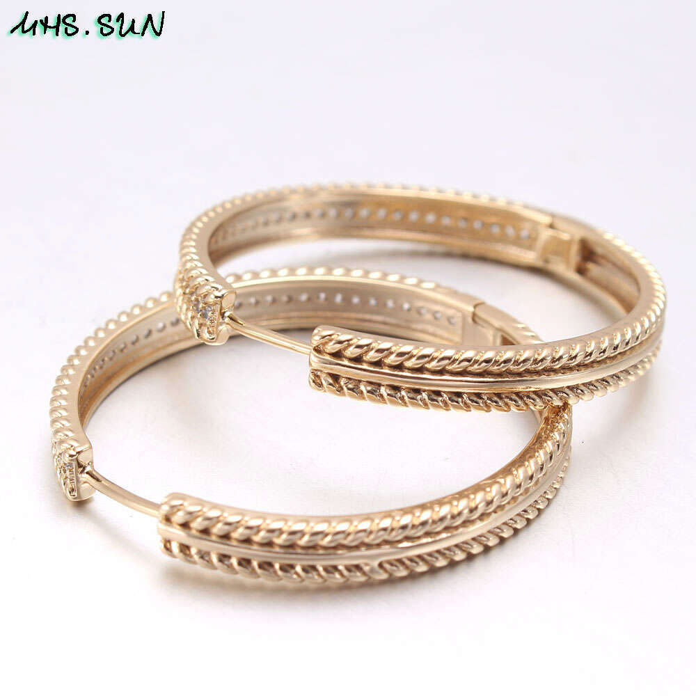 MHS.SUN Trendy AAA Zircon Jewelry Hoop For Women Fashion Gold Color CZ Crystal Earrings Party Accessories Dropship