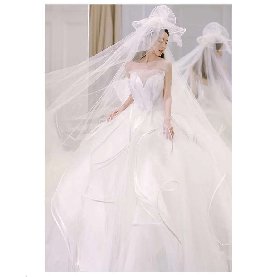 Ball New Arrival Gown Wedding Dresses Strapless Ruffles Wave Hidden Zipper Bridal Gowns A E Dresss With Sweep Train s