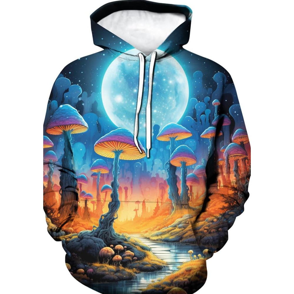 Hoodie for Mens Womens Mens Coloful Hoodies 3D Printed Psychedelic Graphic Hoodie Novelty Long Sleeve Top Graphic Hoodies sweatshirt Mushroom pattern