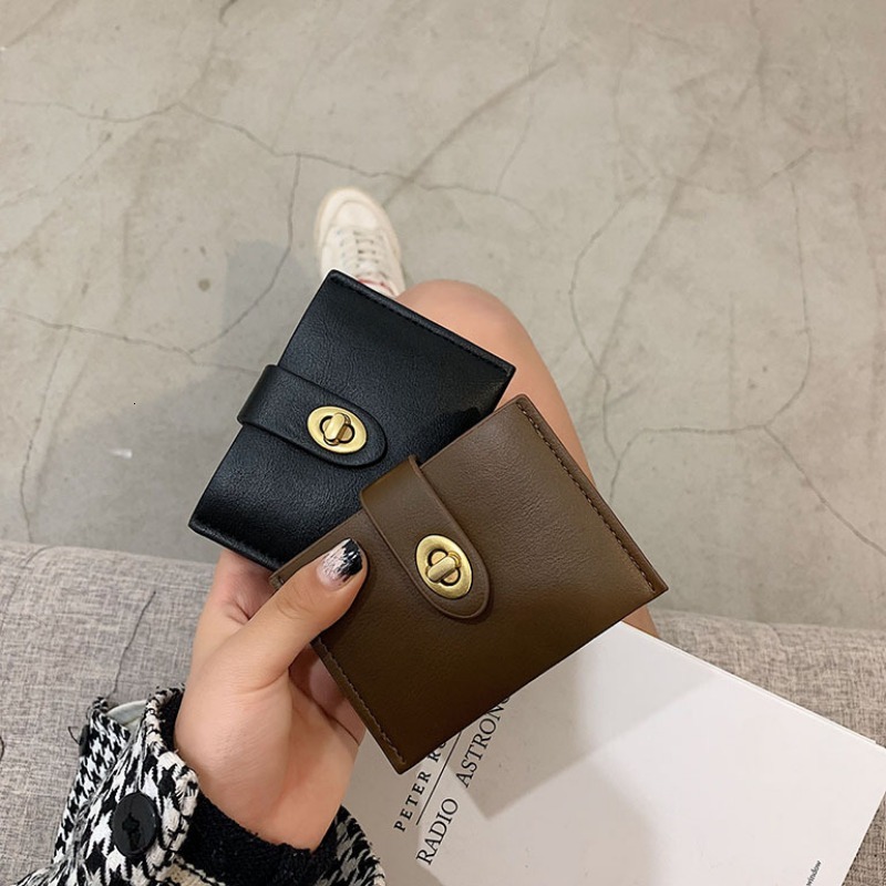 Fashionable Retro PU Leather Women's Short Designer Wallet Minimalist Multifunctional Compact Card Bag Coin Wallet Wallet Wallet Wallet