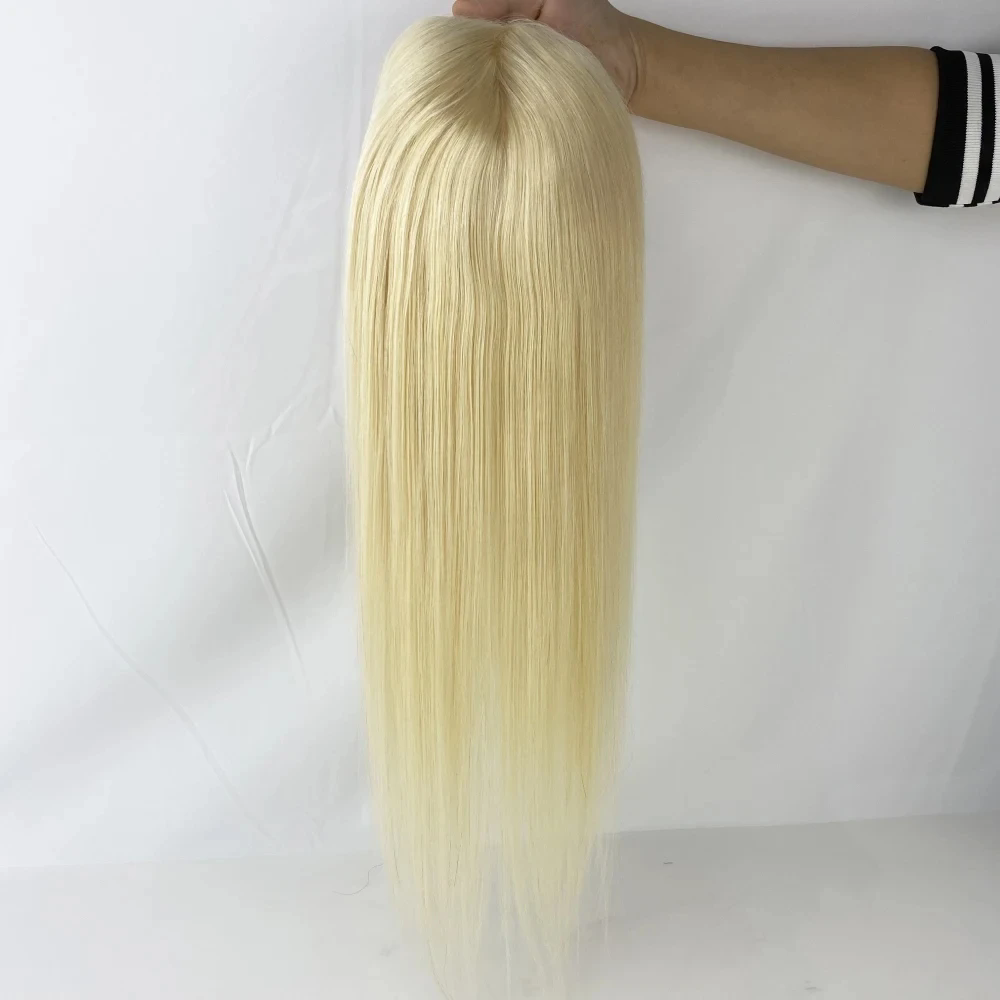 5"X5" Silk Base Lace Closure Light Blonde #613 Virgin European Human Hair Silicon Skin Silk Top Topper With Clips in for Women