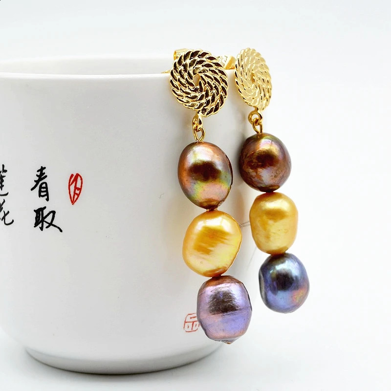 Vintage Womens Earrings Multicolor Natural Pearls Irregular Baroque Pearl Pendants Long Wedding Accessories Fashion Gifts 241105