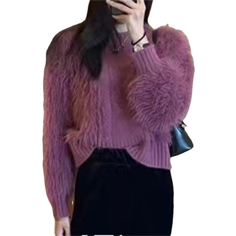 Autumn And Winter New Pullover Sweater Women S Korean Fashion Versatile Casual Round Neck Lazy Style Fried Dough Twists Slim Knit Shirt Women F1105#46
