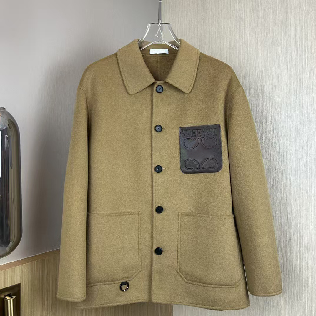 Luxury brand designer letter embroidery cashmere wool blend fabric men's jacket winter coat top wing fashion business jacket top quality clothing asian size s-xl