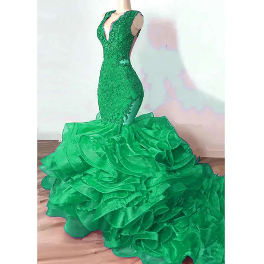 Royal Blue Gorgeous Mermaid Prom Dresses Lace Beaded Chapel Ruffles Train African Trumpet Evening Gowns Robe