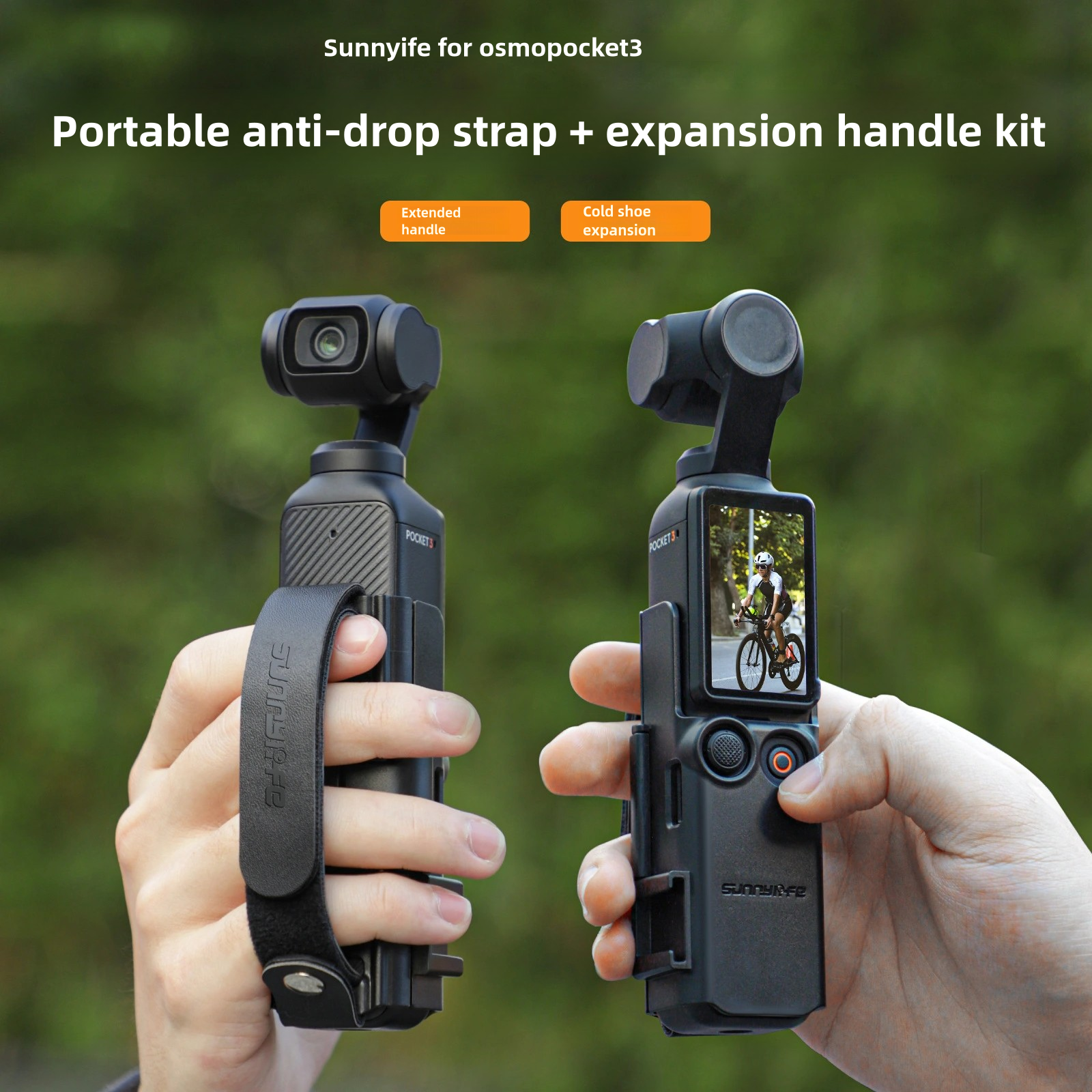 Sunnylife Osmo Pocket 3 Portable Hand Strap Cold Shoe Protective Frame Extension Handle Accessory