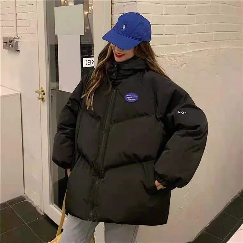 Oversized Fashion Parkas Purple Hooded Jacket Womens Winter 2024 Loose Cotton padded Student Coat Thicken Warm Outerwear Female 241105