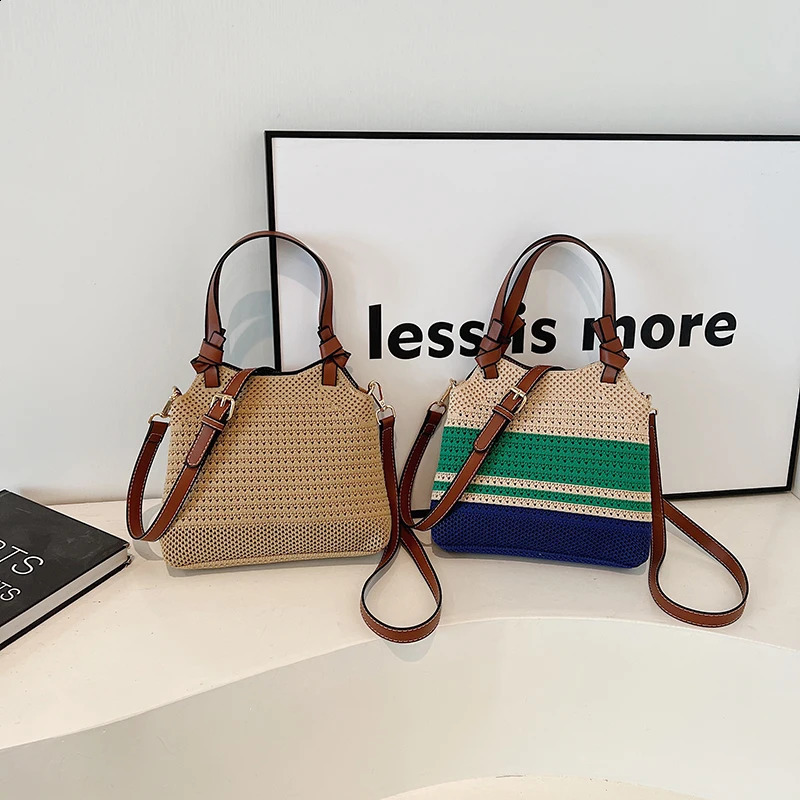 Small Knitted Womens Shoulder Bag Summer Fashion Soft Handbag and Wallet Trend Travel Cross body Bag 241105