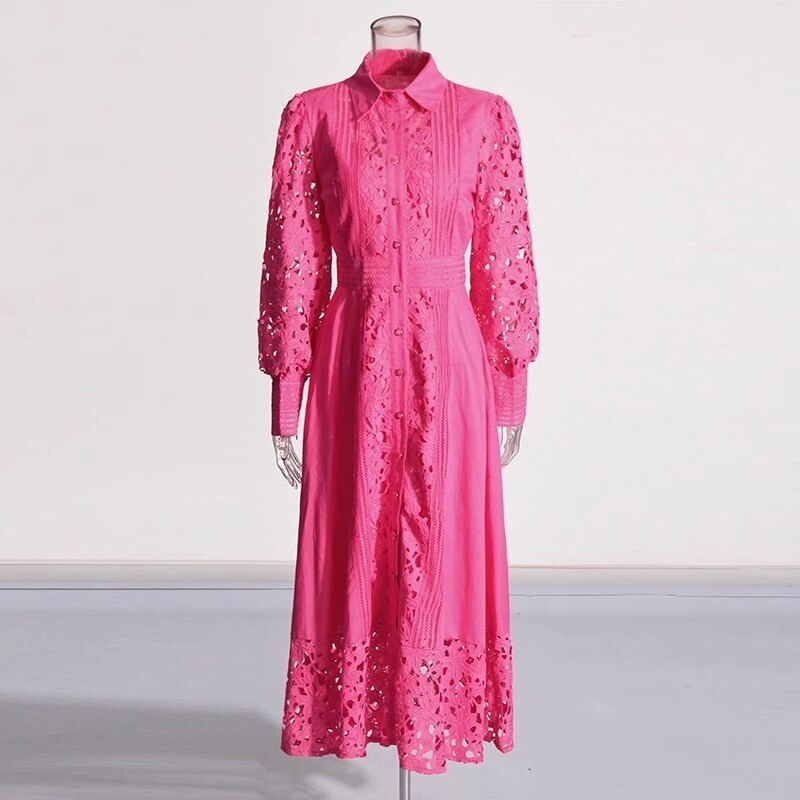 Summer Autumn Holiday Lace Embroidery Evening Bridesmaids White Dresses Shirt Hollow Out Women Cotton En Midi Vestidos