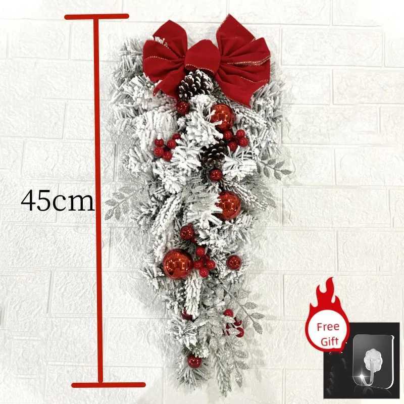 Christmas Wreath For Front Door Red Ball Ornaments Hanging Door Wreath Window Decor Home Party Navidad Christmas Decoration 2024XJ241029