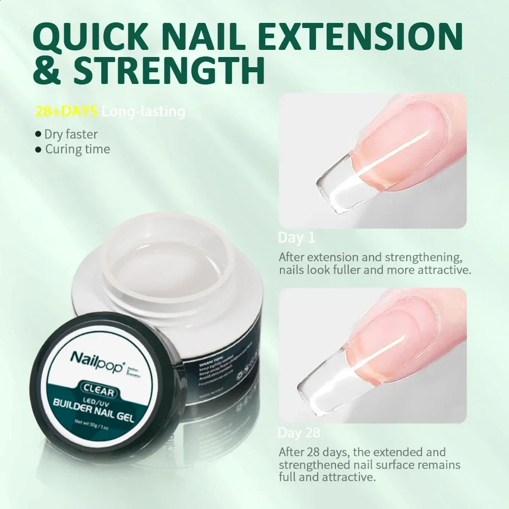 NAILPOP LEDUV Builder Nail Gel 3 Colors Nail Extension Gel Kit Nude Pink Clear Hard Gel Builder Nail Strengthener Manicure Set 241105