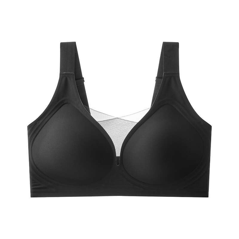 shanshi bra set Jelly full cup seamless cross mesh size underwear thin fit large chest display small anti sagging bra