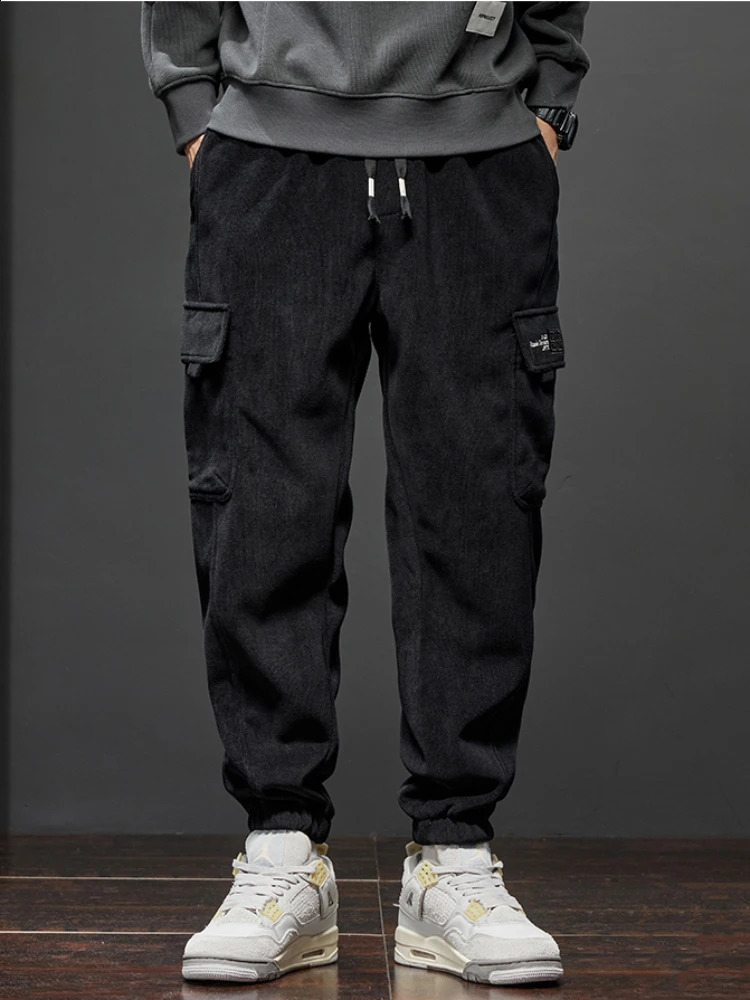 Spring Autumn Style Elastic Waist Casual Pants for Men Stretch Straight Drawstring Harem Jogging Sports Long Male 241105