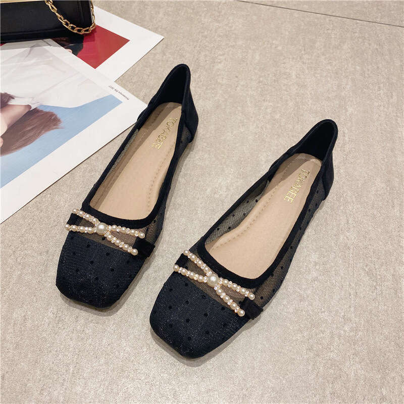Korean Version Of 2023 Spring Summer New Shoes, Fashionable And Breathable Mesh Toe Cover, Shallow Mouth Heel Flat Bottom Women's Sandals