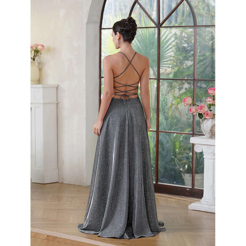 Or Length Homecoming Stunning Side Slit V Neck Large Backless A E Sequined Graduation Dress
