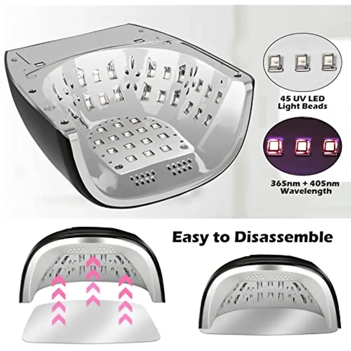 90W Rechargeable Nail Lamp with Mirror Bottom Cordless LED Light for Acrylic Nails Manicure Machine Wireless Nail UV LED Lamp 241104